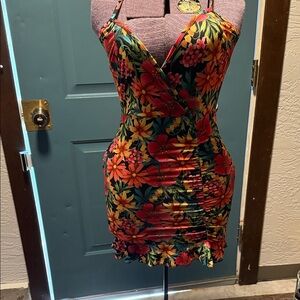 Source Unknown Vibrant Floral Mini Dress